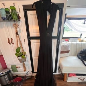 Stunning Extra Long Maxi Dress Open Back with Long Scarf Ties